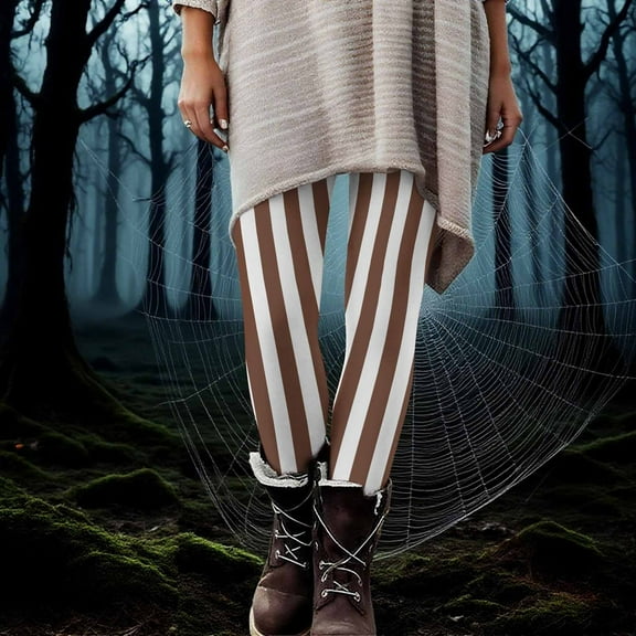 Mingw Ladies Festival Halloween Leggings Cosplay Costume Skinny Pants Stretchy and Comfortable Yoga Pants,Bronze,L