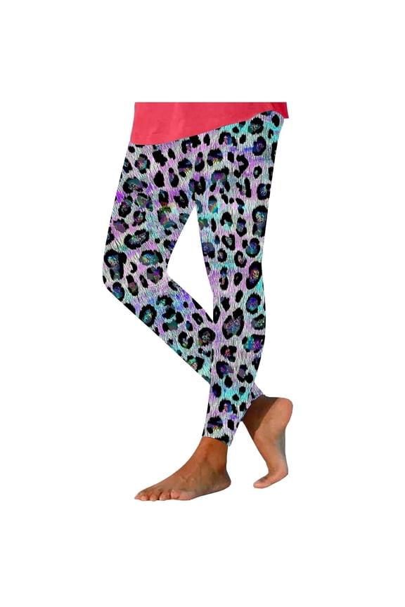 Leopard Printed Stretch Compression Yoga Pants Athletic Workout Pants for Ladies High Waisted Yoga Pants Leggings for Women's leggings,Multicolor,XL