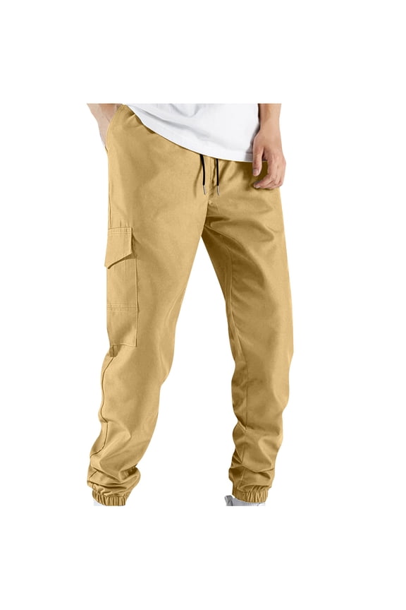 Mingw Men Tactical Pants Fashionable Elastic Waist Outdoor Wear Rugged Joggers Pants Trousers,Khaki,M