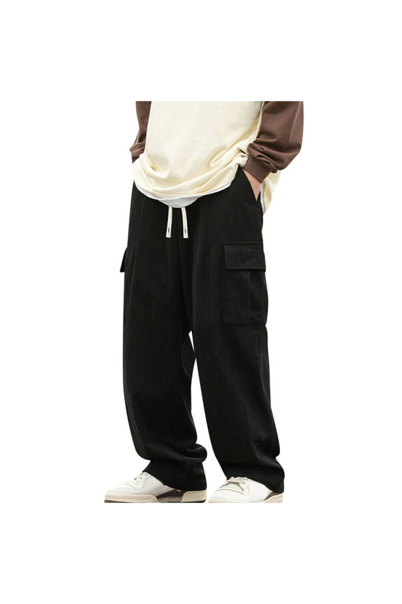 Mingw Men's Cargo Pants Tactical Loose Fit Trousers Work Wear Combat Rugged Multi Pocket Full Pants ,Black,2XL