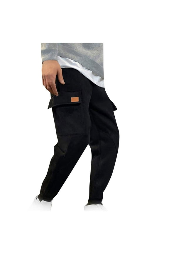 Mingw Men's Cargo Pants Tactical Loose Fit Trousers Work Wear Combat Rugged Multi Pocket Full Pants ,Black,S