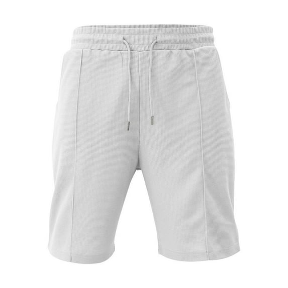Mingw Mens Shorts 2025 Summer Waffle Textured Fleece Shorts Drawstring Elastic Pants Mens Trousers