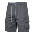 thumbnail image 1 of Mingw Mens Shorts Men Solid Color Fashion Multiple Pockets Drawstring Elastic Waist Shorts, 1 of 6