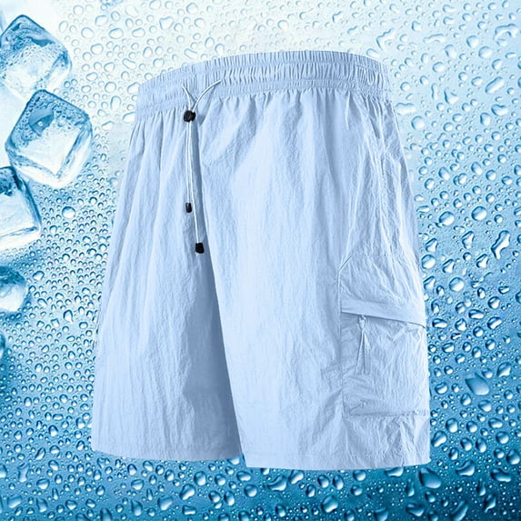 Mingw Mens Shorts Men's Summer Casual Solid Color Portable Fashion Pockets Drawstring Elastic Waist Zipper Comfortable Shorts Cargo Pant