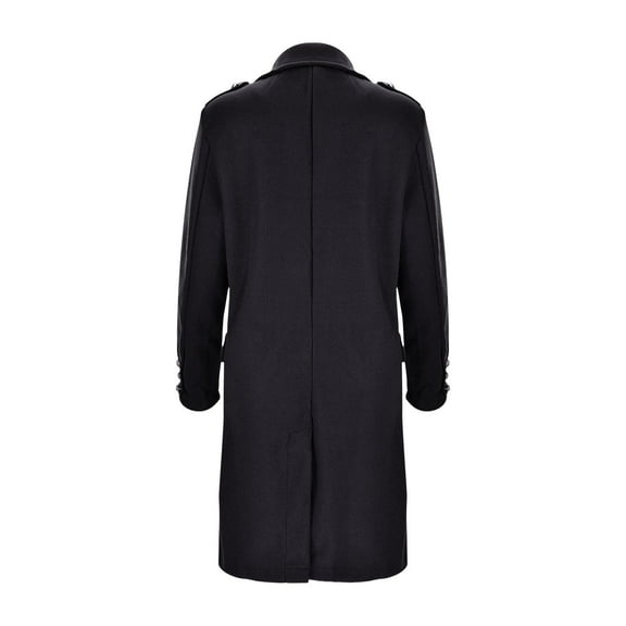 Mingw Pea Coat for Women Cocoon Straight Double Breasted Wool Coat Business Midi Long Winter Thrench Coat,M,Black