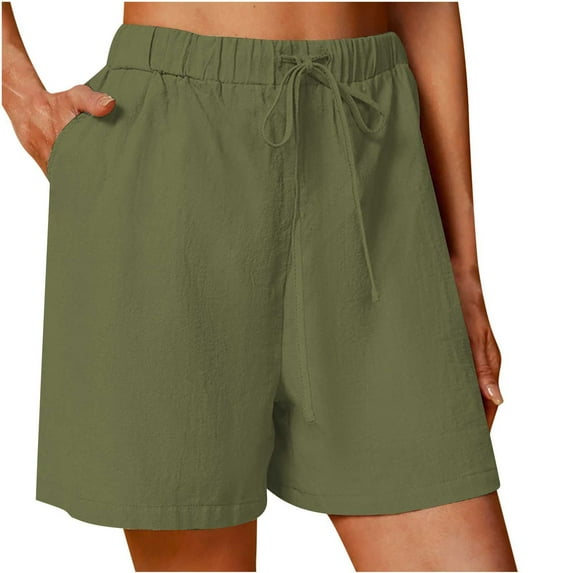 Mingw Shorts for Women Women's Cotton Linen Shorts Comfortable Button Down Wide Leg Casual Shorts
