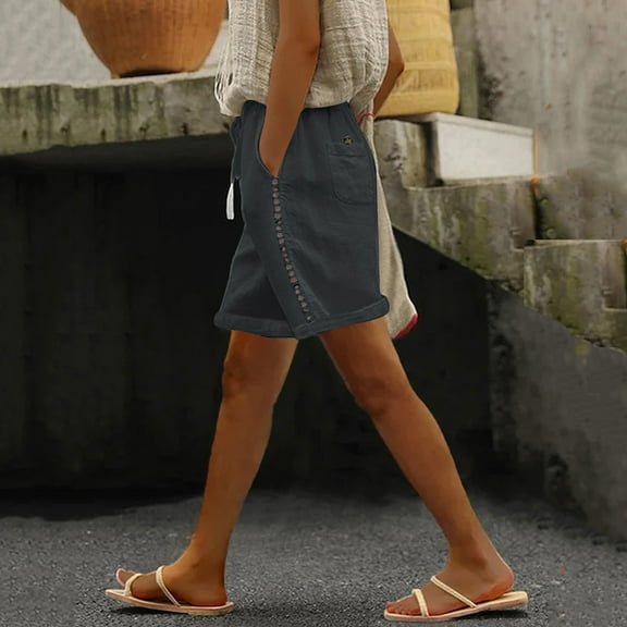 Mingw Shorts for Women Women's Mid Rise Shorts Elastic Comfortable Drawstring Waist Denim Shorts