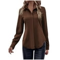 thumbnail image 1 of Mingw Silk Button Down Shirts Satin Blouses for Women Casual Long Sleeve Shirt Business Office Work Tunic Tops ,Brown,S, 1 of 5