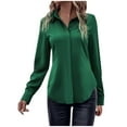 thumbnail image 1 of Mingw Silk Button Down Shirts Satin Blouses for Women Casual Long Sleeve Shirt Business Office Work Tunic Tops ,Green,L, 1 of 5