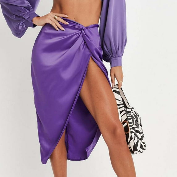 Mingw Skirts for Women Women Casual Solid Color High Waist Large Medium Length Skirt