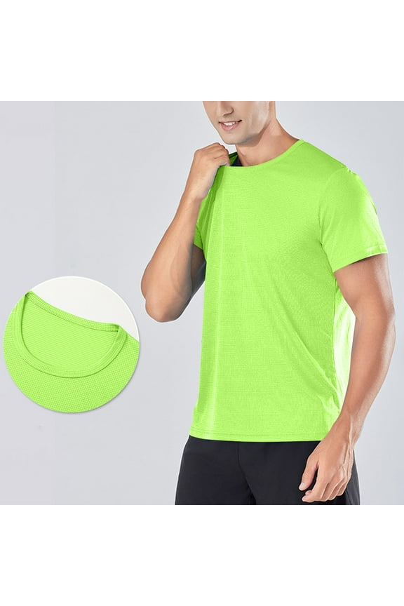 T Shirt for Men Men's Matte Polyester Soft-Touch Texture Wrinkle-Resistant Fluorescents Crew Neck Short Sleeve Tops