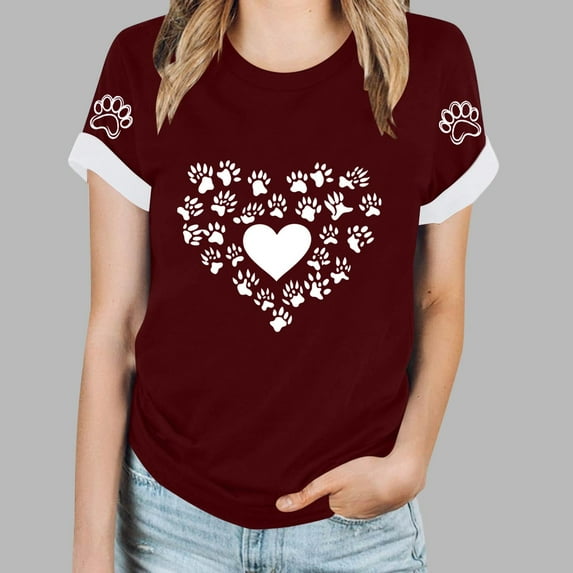 Mingw T Shirts for Women Round Neck Tee Comfortable Fabric Tops Summer love Graphic T Shirt for Women Blouse