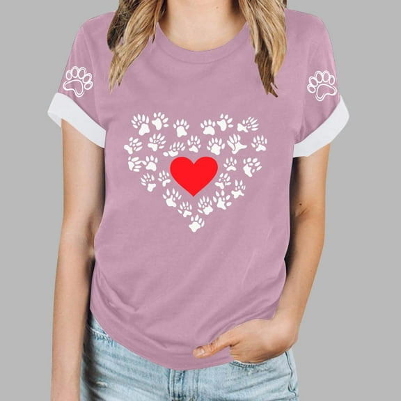 Mingw T Shirts for Women Round Neck Tee Comfortable Fabric Tops Summer love Graphic T Shirt for Women Blouse