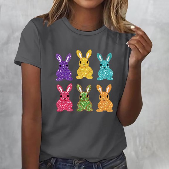 Mingw T Shirts for Women Summer Animal Print T Shirt Round Neck Tee Comfortable Fabric Tops for Women Blouse