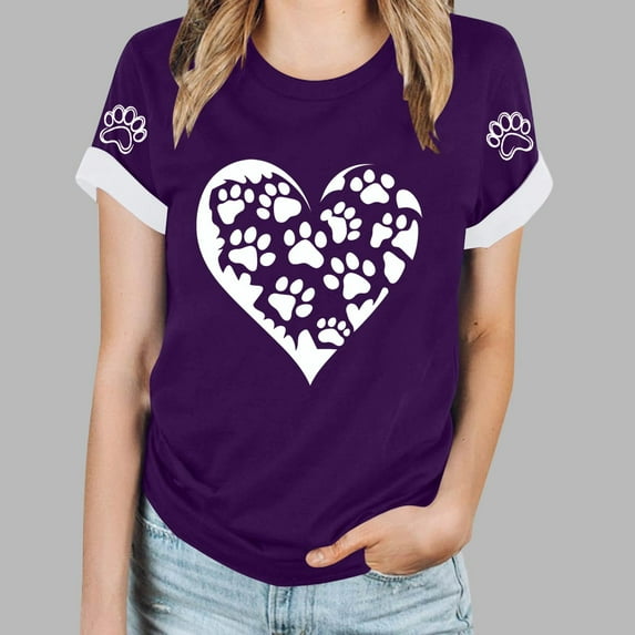 Mingw T Shirts for Women Summer Animal Print T Shirt Round Neck Tee Comfortable Fabric Tops for Women Blouse