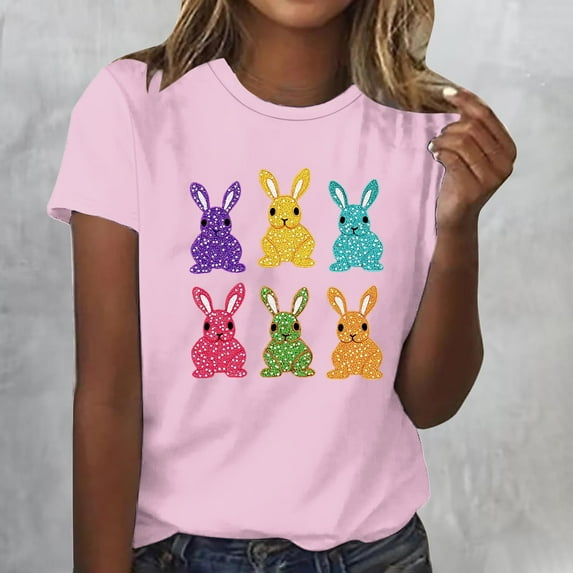 Mingw T Shirts for Women Summer Animal Print T Shirt Round Neck Tee Comfortable Fabric Tops for Women Blouse