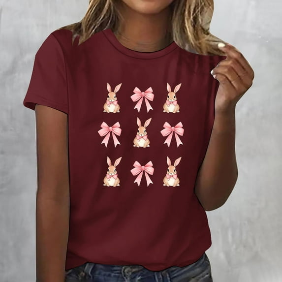 Mingw T Shirts for Women Summer Graphic Print T Shirt Crew Neck Tee Comfortable Fabric Tops for Women Blouse