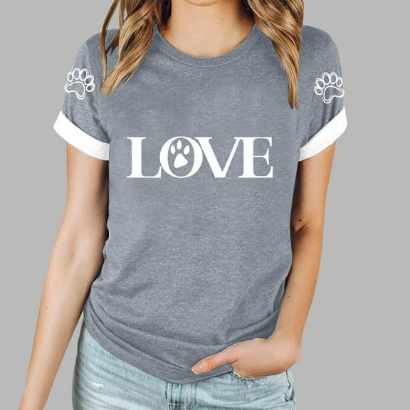 Mingw T Shirts for Women Summer Word Letter Print T Shirt Round Neck Tee Comfortable Fabric Tops for Women Blouse