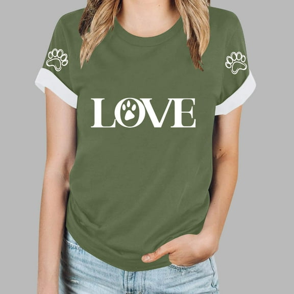 Mingw T Shirts for Women Summer Word Letter Print T Shirt Round Neck Tee Comfortable Fabric Tops for Women Blouse