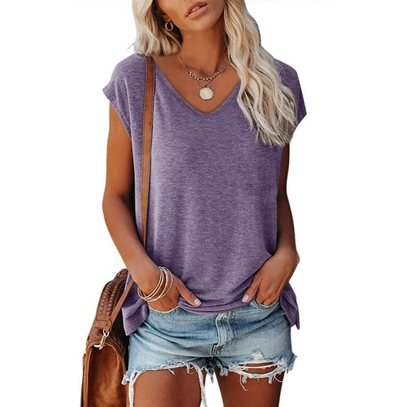 Mingw Tank Tops for Women Plus Size Fashion Woman Causal V Neck Solid Blouse Sleeveless T-Shirt Summer Tops