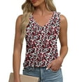 thumbnail image 1 of Mingw Tank Tops for Women Women's Lounge T Shirt Ruffle Collar Round Neck Tee Floral Tank Tops Stretchy Fitted Camisole, 1 of 6