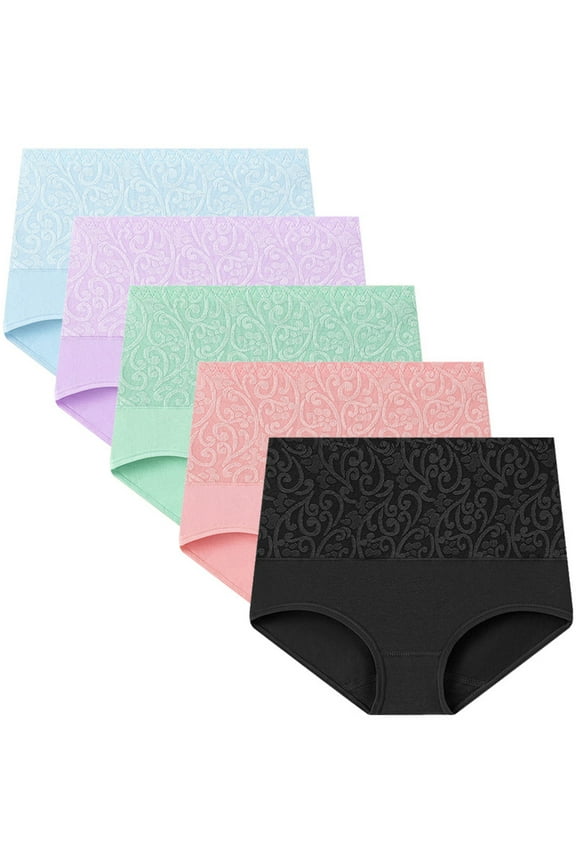 Underwear Women Pack Women's Large Size Briefs High Waist Tummy Lifting Underwear, SizesM-5XL, 5-Pack