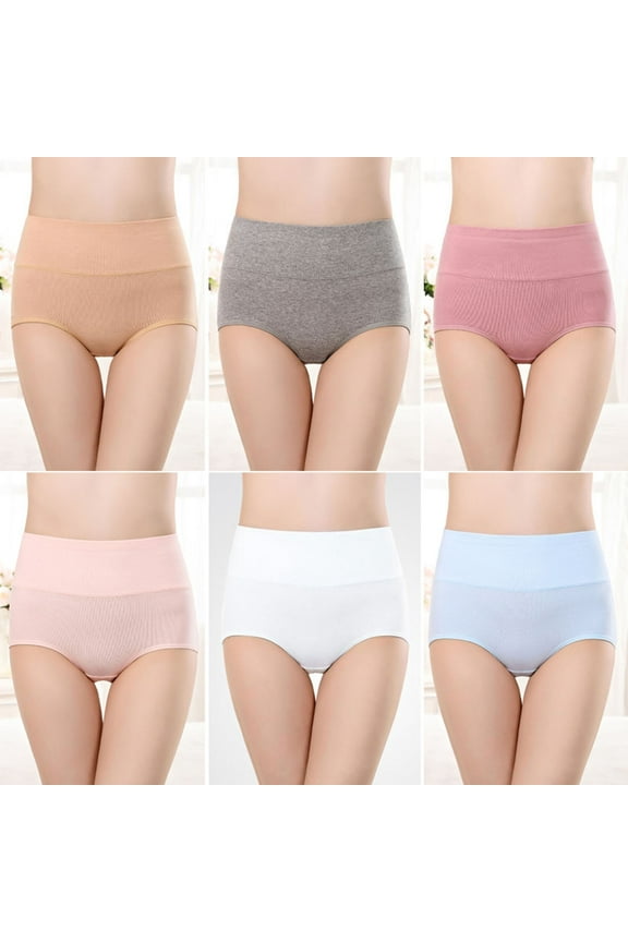 Underwear Women Pack Women's Large Size High Waist Cotton Soft Breathable Stretch Seamless Briefs M-4XL,6-Pack,Available in Multi colors