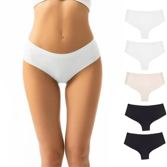 Mingw Underwear Women Pack Women's Mid-Rise Seamless Briefs Sexy Breathable Solid Color Briefs 5-Pack