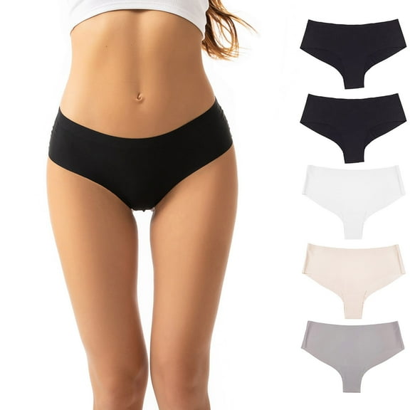 Mingw Underwear Women Pack Women's Mid-Rise Seamless Briefs Sexy Breathable Solid Color Briefs 5-Pack