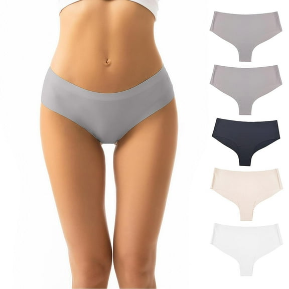 Mingw Underwear Women Pack Women's Mid-Rise Seamless Briefs Sexy Breathable Solid Color Briefs 5-Pack