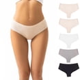 thumbnail image 1 of Mingw Underwear Women Pack Women's Mid-Rise Seamless Briefs Sexy Breathable Solid Color Briefs 5-Pack, 1 of 5