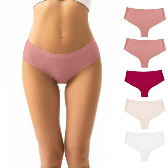 Mingw Underwear Women Pack Women's Mid-Rise Seamless Briefs Sexy Breathable Solid Color Briefs 5-Pack