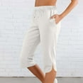 thumbnail image 1 of Mingw Vibrant Capris Chino Pants Women Solid Color Elastic Waist Sports Casual Capris Pants With Side Pockets,White,XL, 1 of 6