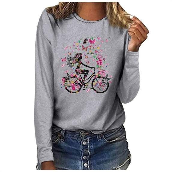 Mingw Womems Colored Tees Graphic Casual Womens Sweatshirts Crewneck Long Sleeve Tops Oversized Pullover Sweatshirt for Women