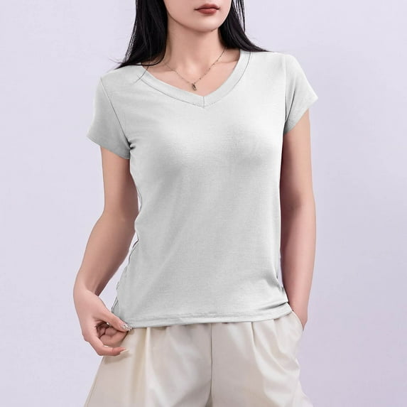 Mingw Women Clothes Women's Casual Short Sleeve T Shirt V Neck Tee Home Blouses