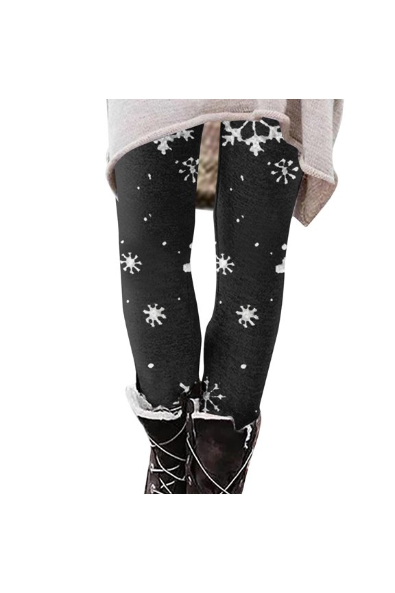 Womens Christmas Leggings Plus Size High Waist Workout Pants Snowman Snowflake Santa Claus Print Ultra Soft Brushed Ankle Length Leggings Tights,Multicolor,XL