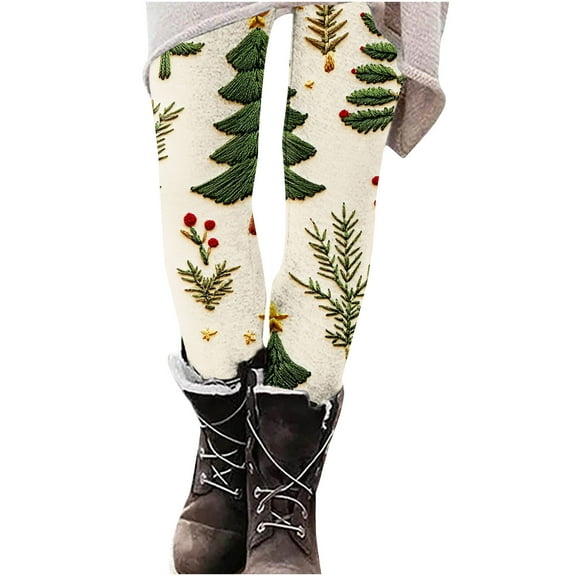 Mingw Womens Christmas Printed Bottoms Yoga Pants High Waist Stretchy Leggings Skinny Tummy Control Trousers,Multicolor,XL