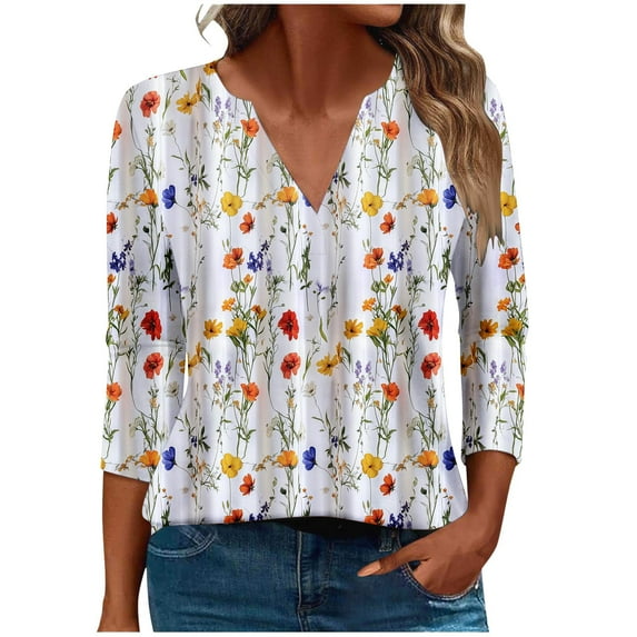 Mingw Womens Clothes for Fall Season Women's Casual Printed Long Sleeve V-neck
