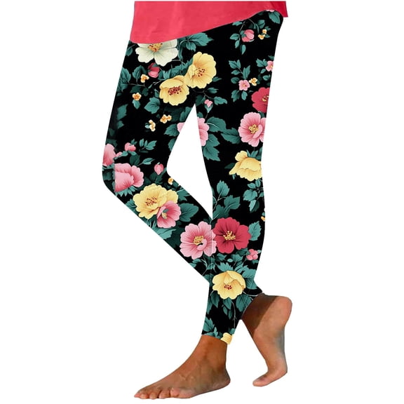 Mingw Womens Compression Yoga Leggings for Workout High Waist Tummy Control Yoga Pants Retrol Floral Trousers,Multicolor,XL
