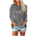 thumbnail image 1 of Mingw Womens Gray Crewneck Graphic Long Sleeve Pullover Tops Casual Fall Outfits, 1 of 4