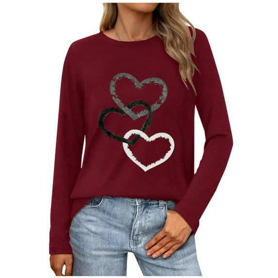 Mingw Womens L Crewneck Graphic Long Sleeve Pullover Tops Casual Fall Outfits