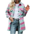 thumbnail image 1 of Mingw Womens Plaid Shacket Jacket Flannel Knitting Cotton Winter Clothing Woolen Coats,S, 1 of 5