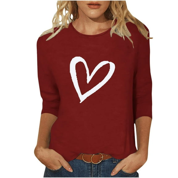 Mingw Womens Shirts,3/4 Length Sleeve Crew Neck T Shirts Graphic Casual Cotton Womens Tops