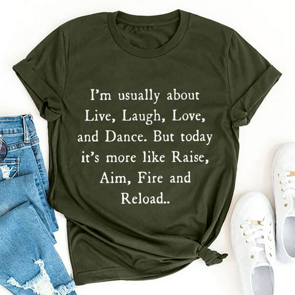 Mingw Womens Tops Summer T Shirt Casual Tee Word Print 2025 Crewneck for Women Blouses