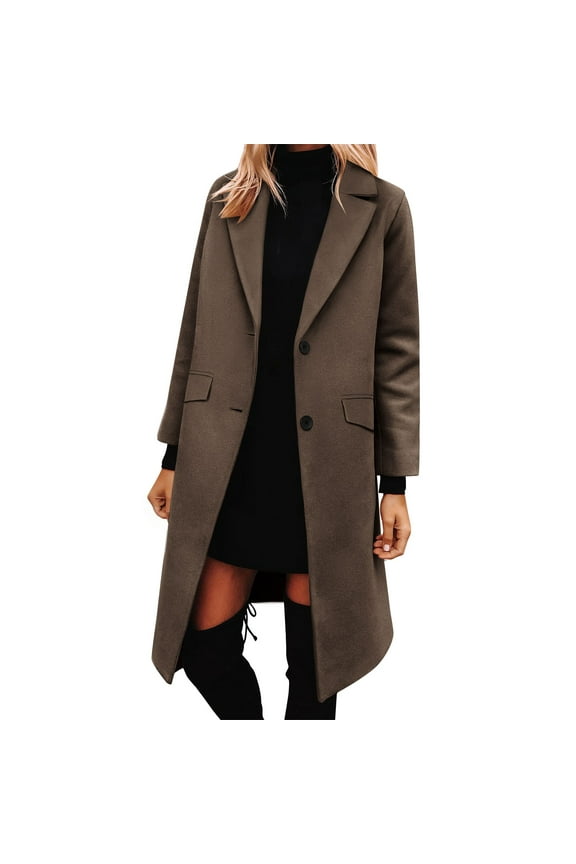 Wool Coats for Women Fall Winter Dress Peacoat Long Trench Coat Double Breasted Blazer Jackets Overcoat ,L,Army Green