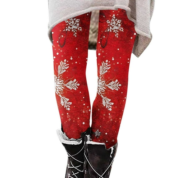 Mingw Yoga Pants for Women Party Christmas Snowflake Graphic Leggings High Waist Tummy Control Trousers,Multicolor,2XL