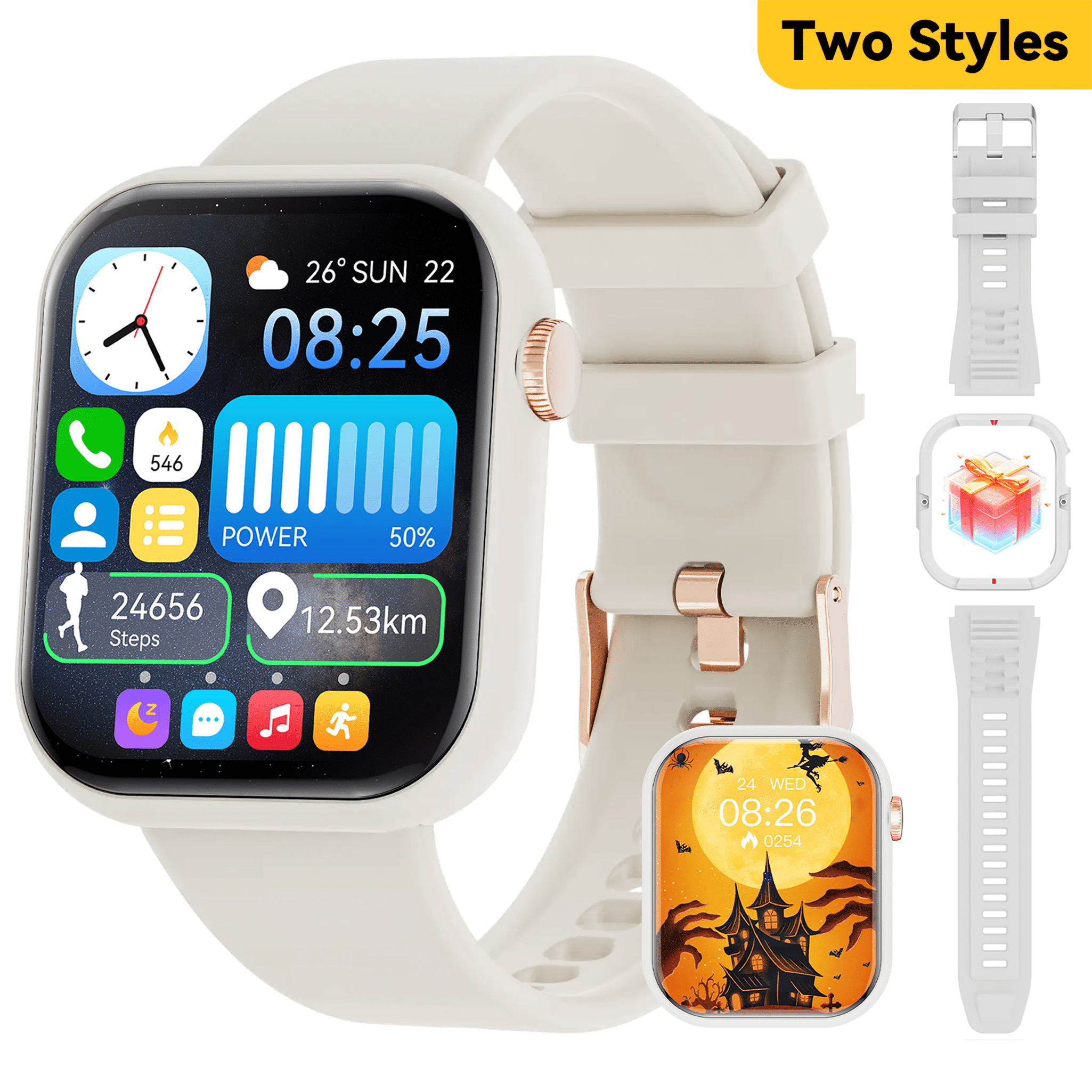 Mingwear 1.85-Inch Women's Smartwatch with Fitness Tracking, 110+ Exercise Modes, Answer/Dial/Pedometer, IP67 Waterproof Fitness Watch fits for Android and IPhone Devices (Black)