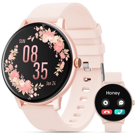 Mingwear 1.39-inch Women's Smartwatch fits for Android and IPhone Devices with Fitness Tracking, 100+ Exercise Modes, IP67 Waterproof Fitness Watch (Pink)