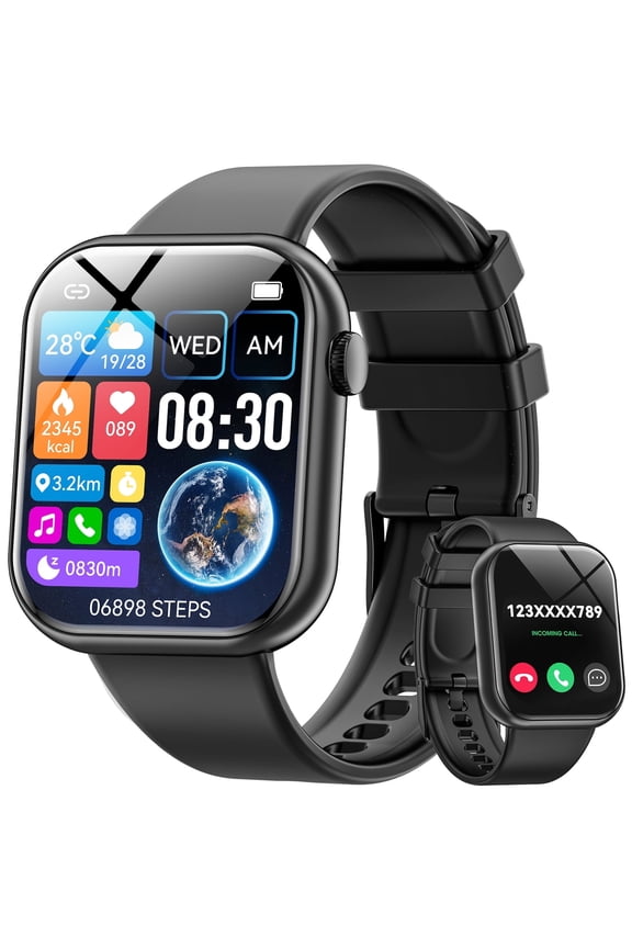 1.85-Inch Women's Smartwatch with Fitness Tracking, 110+ Exercise Modes, Answer/Dial/Pedometer, IP67 Waterproof Fitness Watch fits for Android and IPhone Devices (Black)