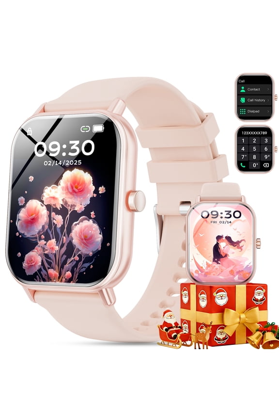 1.85-Inch Men's and Women's smartwatch fits for Android and iPhone Devices with Fitness Tracker, Pedometer, Answer/Call/120 Sport Modes, IP68 Waterproof Fitness Watch (Pink)
